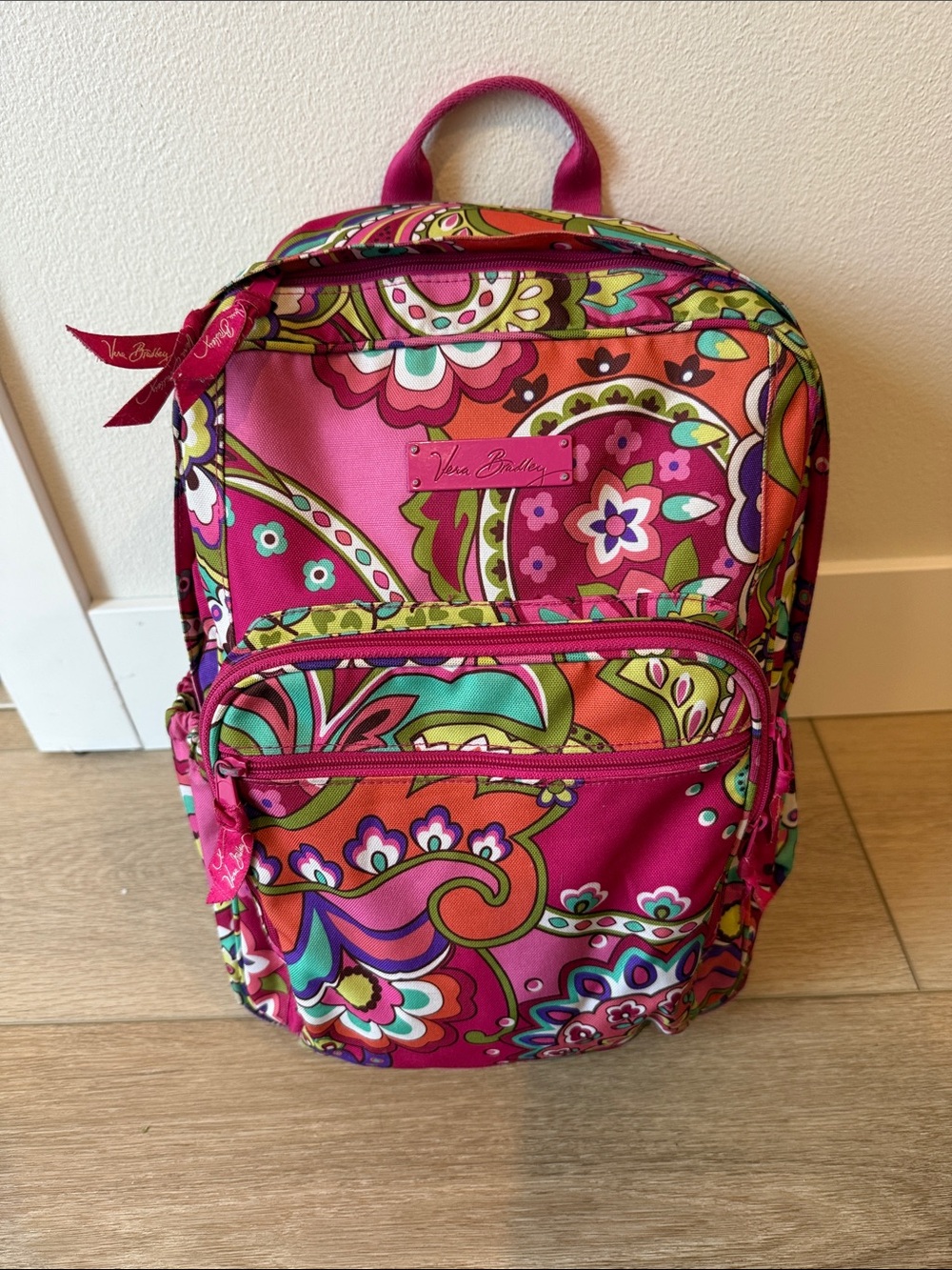 Vera Bradley Hot Pink Multi Floral Paisley Backpack